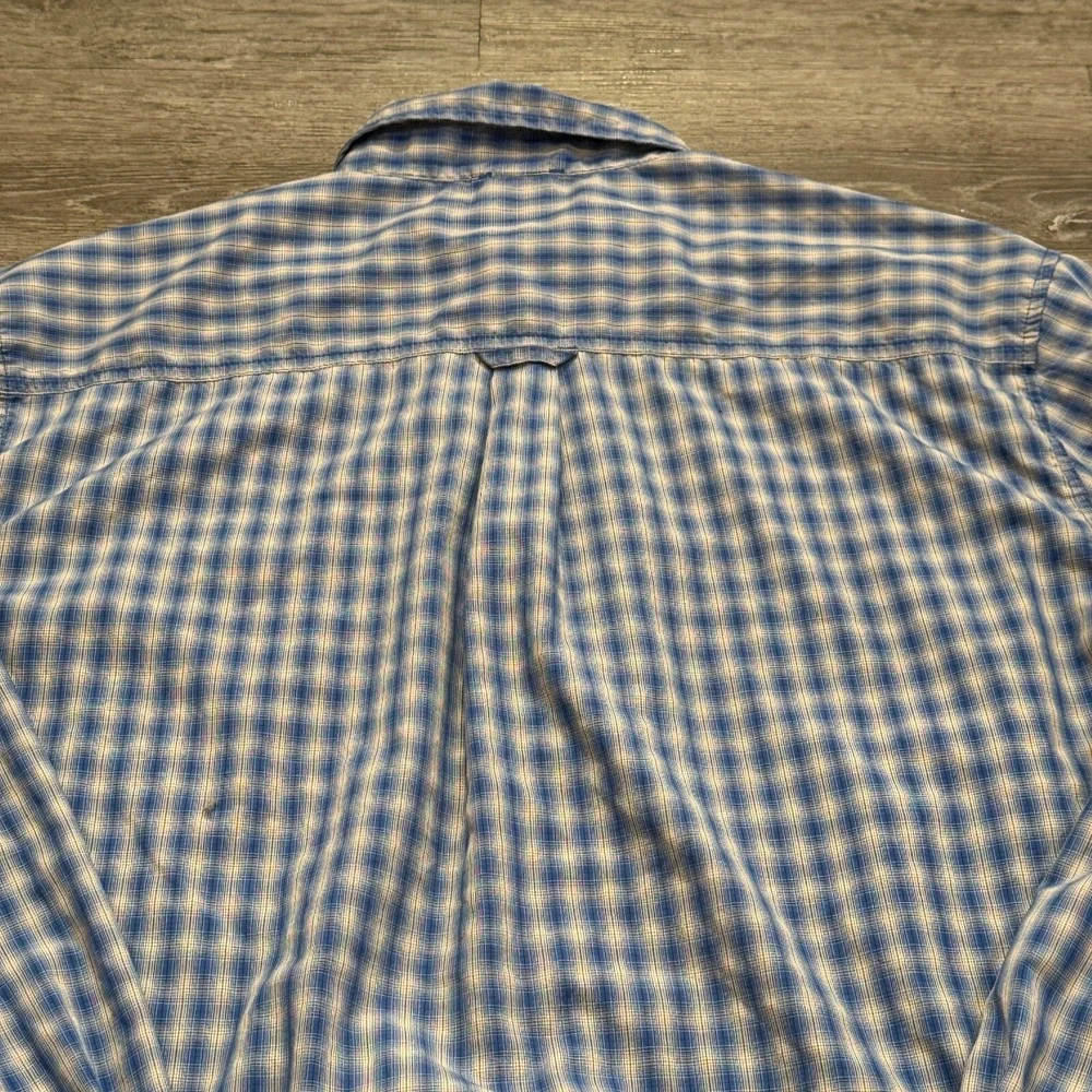 The North Face Shirt Mens Large Blue Plaid Button Up Collared Fishing‎ Outdoors